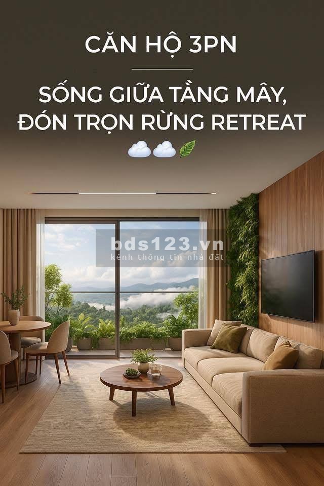 Căn hộ 3 phòng ngủ có vườn mây view nhìn toàn cảnh thiên nhiên trong với 55ha rừng trị liệu
