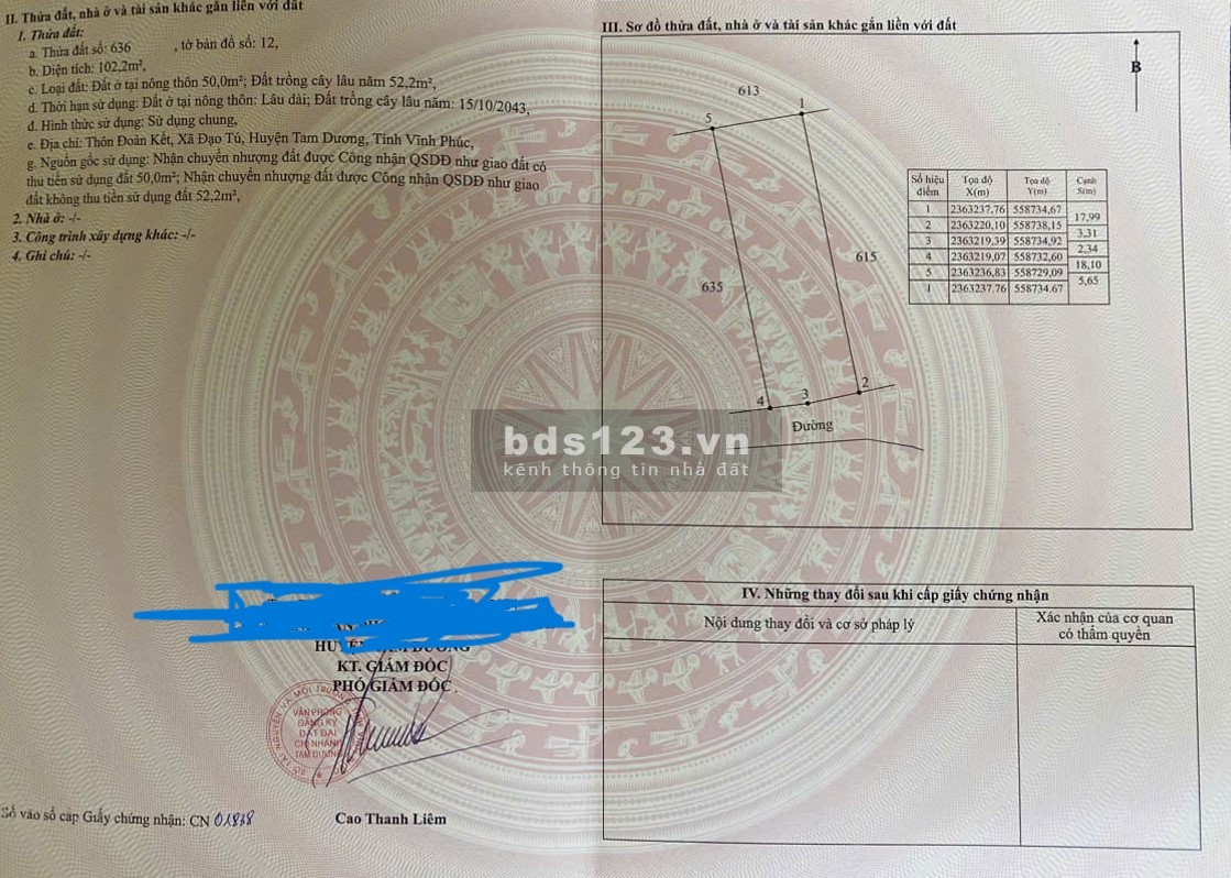 Bán đất đối diện KCN Tam Dương đang san lấp mặt bằng