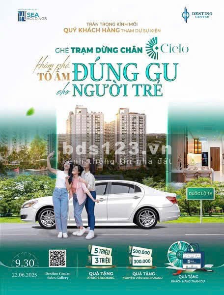 Siêu hot bán CC 1PN 1WC 32.3m2 Cielo dự án Destino Centro tại Quốc lộ 1A, Bến Lức, 937 triệu