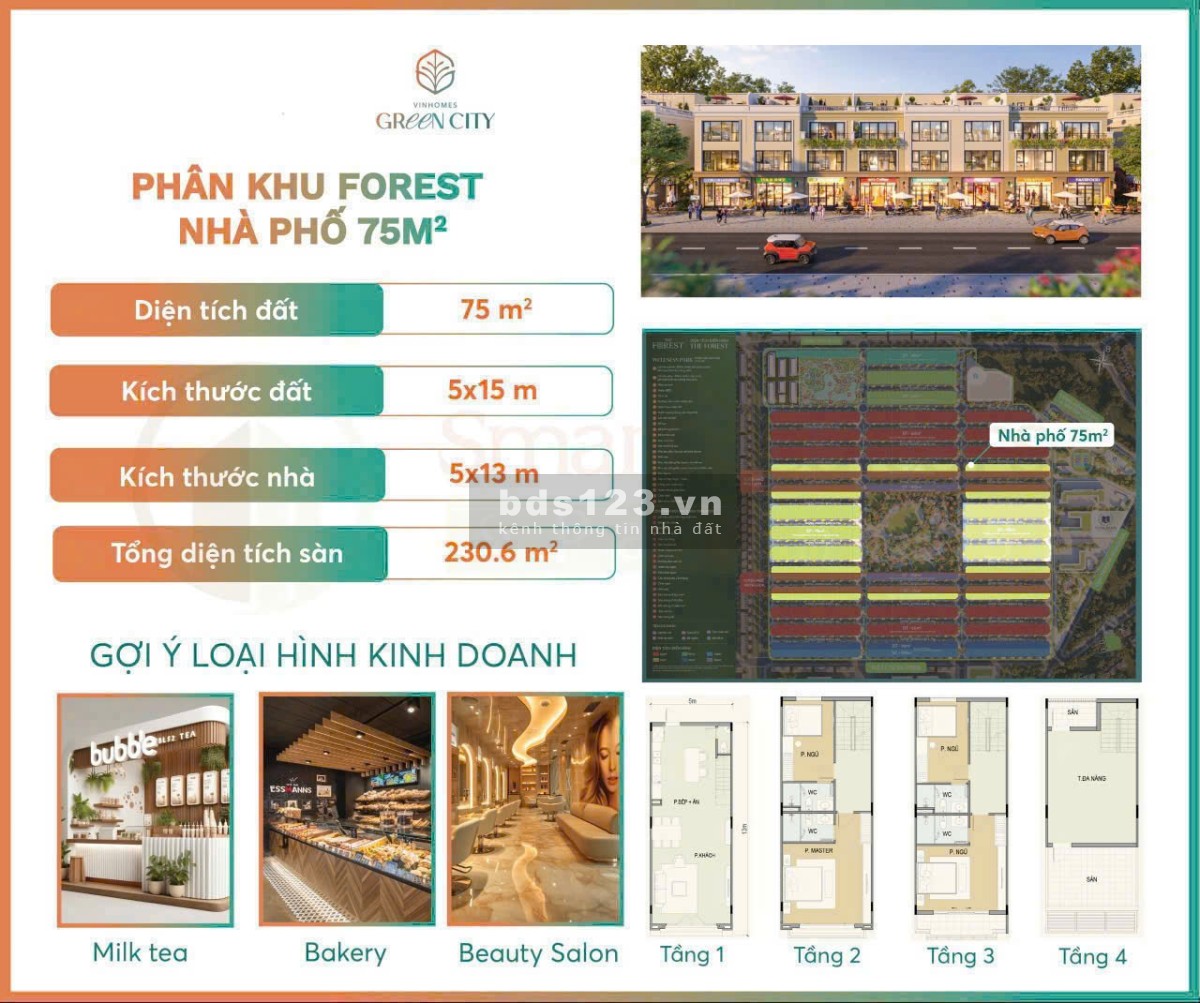 Nhà mặt phố KĐT tại Vinhomes Green City, 3,9 tỷ, 60m2