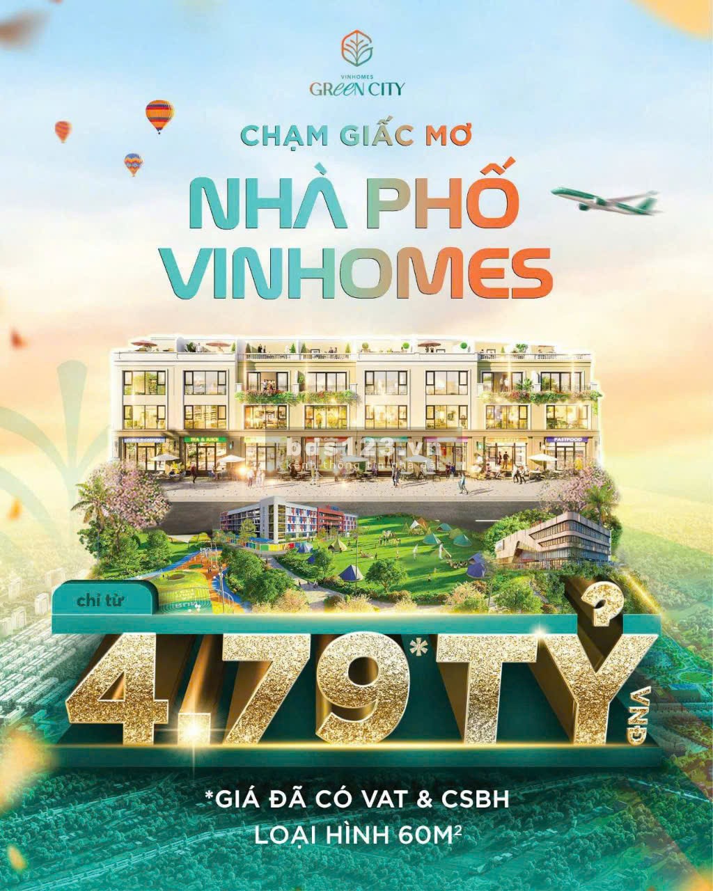 Nhà mặt phố KĐT tại Vinhomes Green City, 3,9 tỷ, 60m2