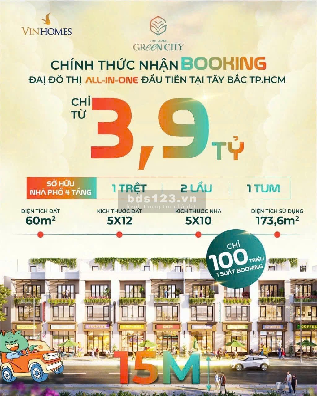 Nhà mặt phố KĐT tại Vinhomes Green City, 3,9 tỷ, 60m2