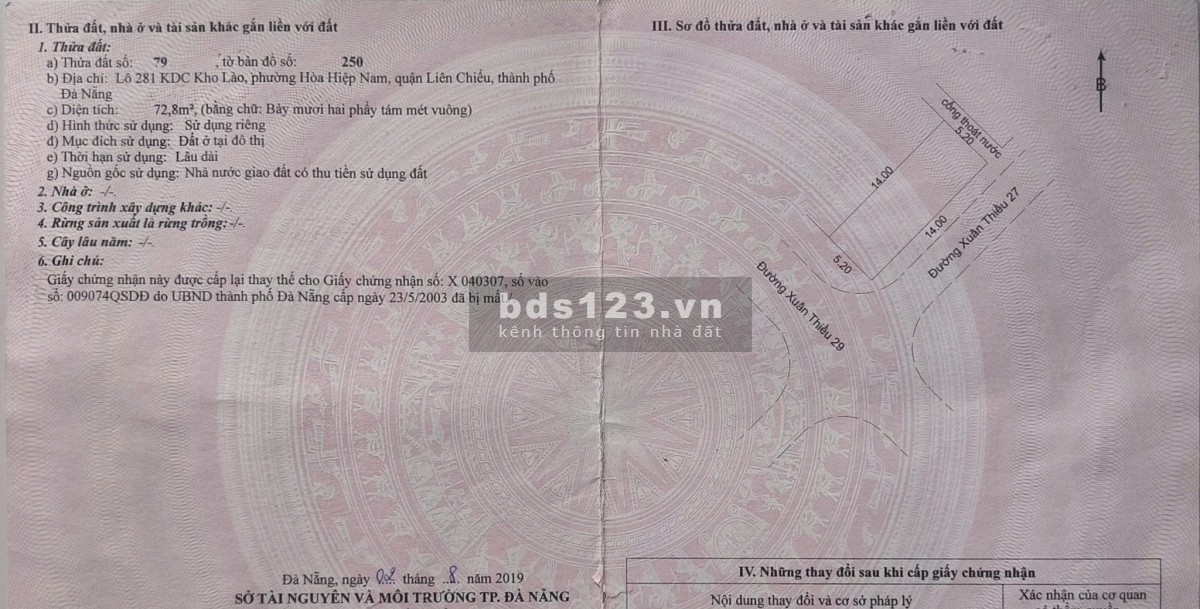 Bán đất 2 mặt tiền Xuân Thiều 29 & Xuân Thiều 27 – Cách biển chỉ 100m.