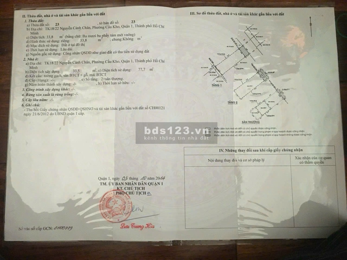 Bán nhà TK18/22 Nguyễn Cảnh Trân, Q1