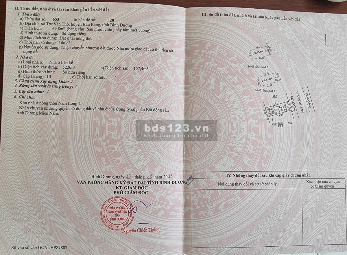 Nhà phố Bàu Bàng Bình Dương 1 trệt 2 lầu