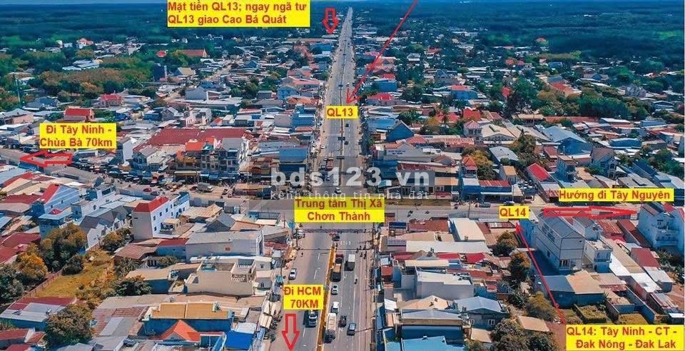 Đất sổ sẵn (ODT) Trung tâm Chơn Thành, đường nhựa mặt tiền 32m 580tr (bao sổ)