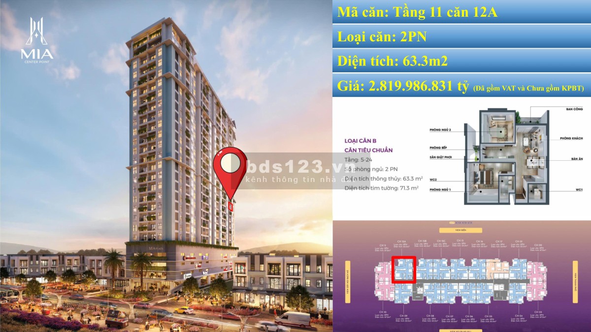 Chỉ với 998tr/2PN/63.3m2 Sở hữu ngay căn hộ view biển - MIA…