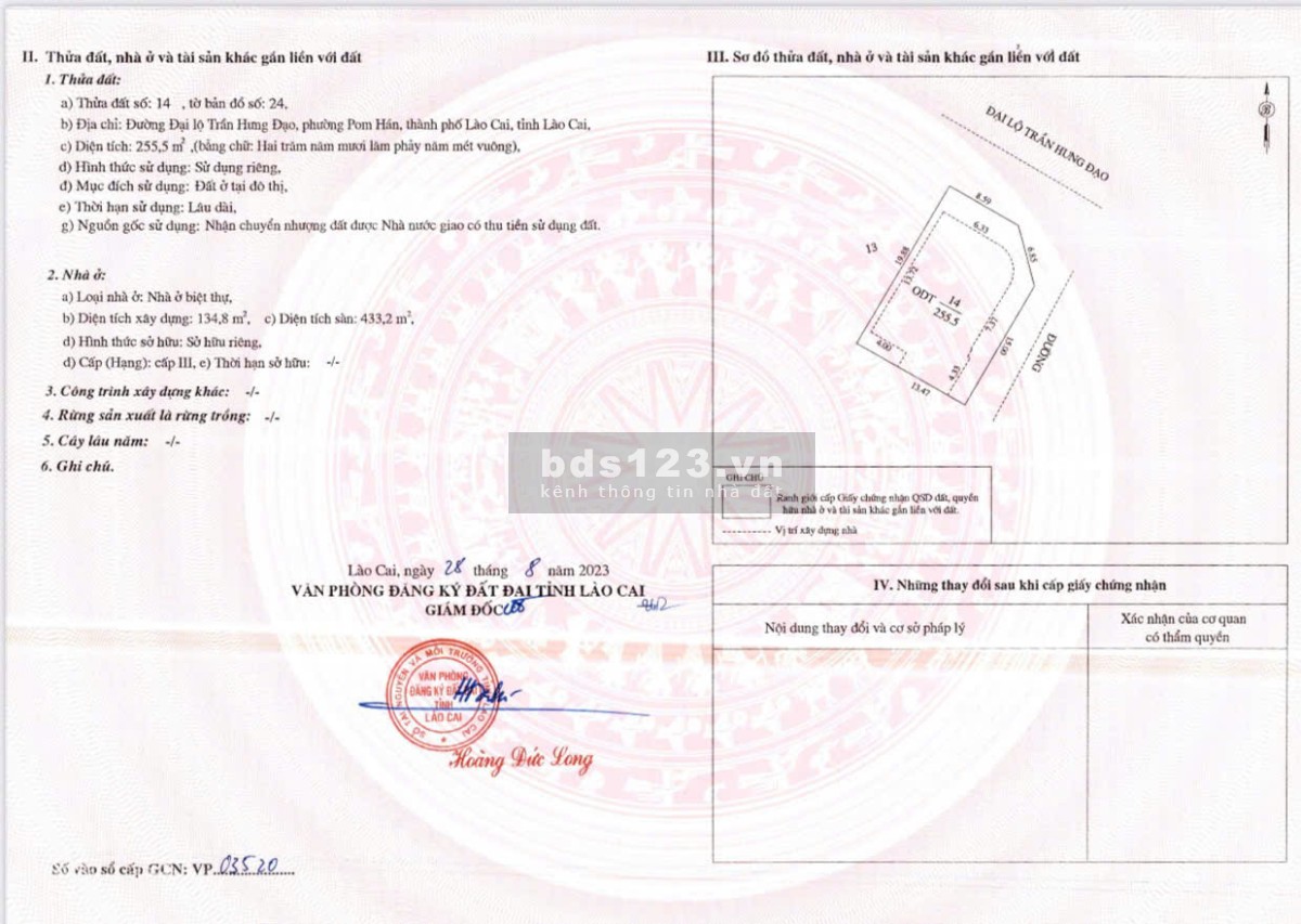 Chính chủ bán nhà mặt tiền biệt thư thành phố Lào Cai, sổ…