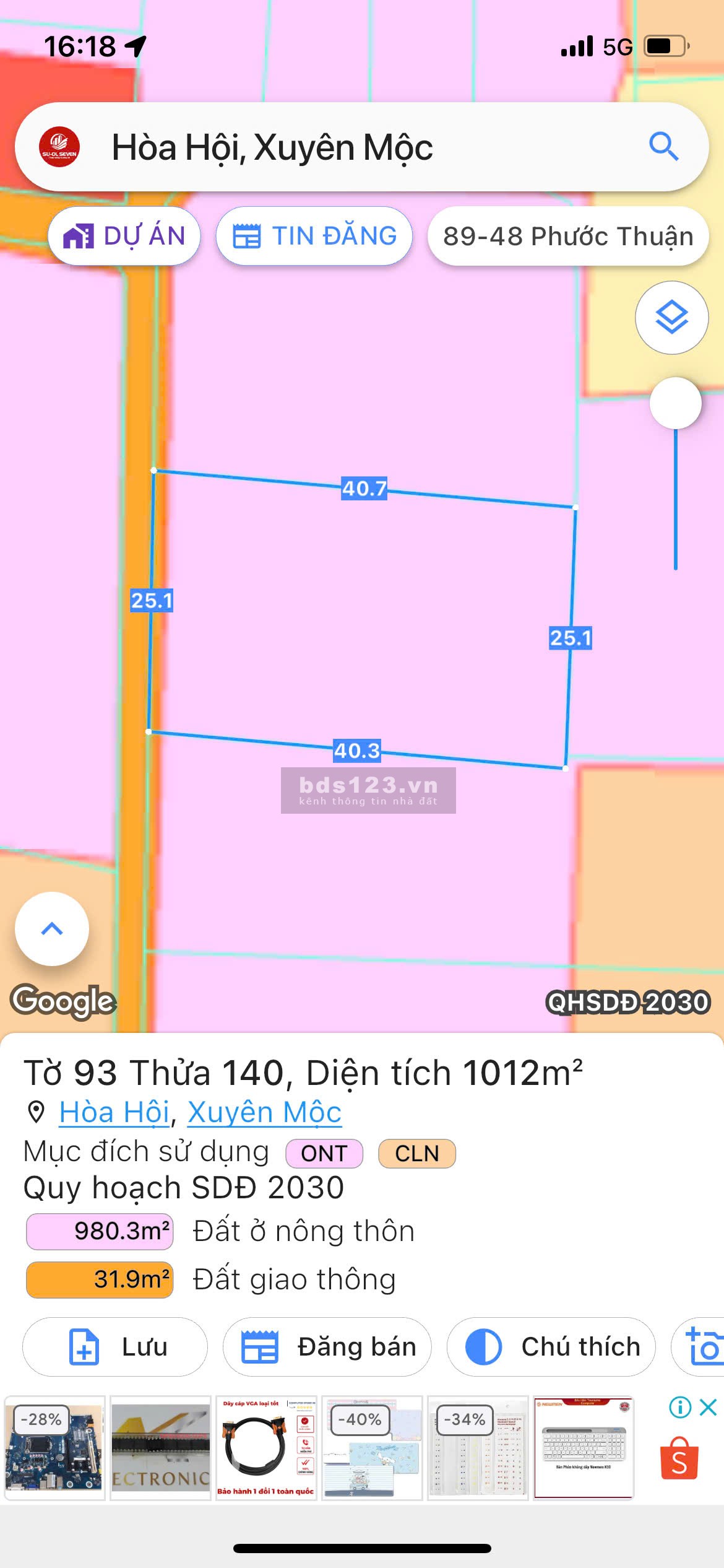 Chính Chủ Bán Liền Tay Lô Đất Đẹp Hoà Hội 7 Triệu/m² – Diện Tích 1.012m² – Trị Giá 7 Tỷ (TL)