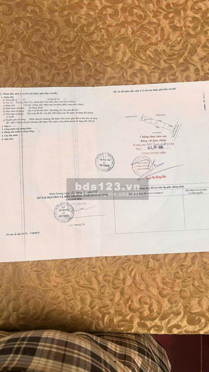 Bán nhà riêng (130,5m2) tại Phú Thọ, Thủ Dầu Một, Bình…