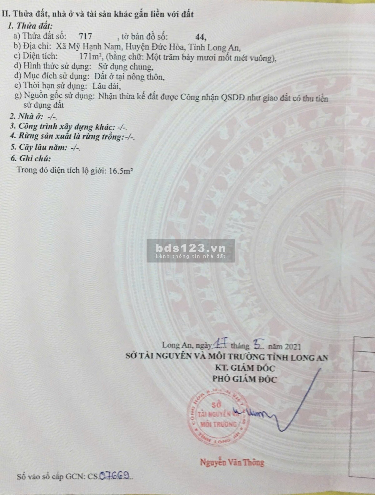 Chính chủ cần bán lô đất full thổ cư tại Đức Hòa - Mỹ…