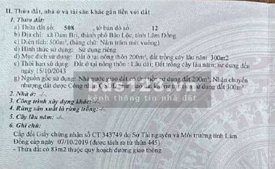 Chính chủ cần bán thửa đất Lâm Đồng