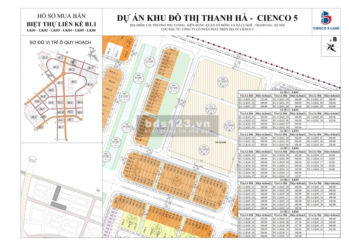 Gấp! Cần ra hàng 1 số căn LK khu B1.1 Thanh Hà giá rẻ nhất Hà…