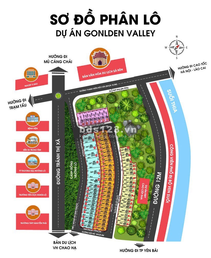 Đất nền Golden Valley Nghĩa Lộ 9 triệu/m², sổ đỏ, gần Mù…