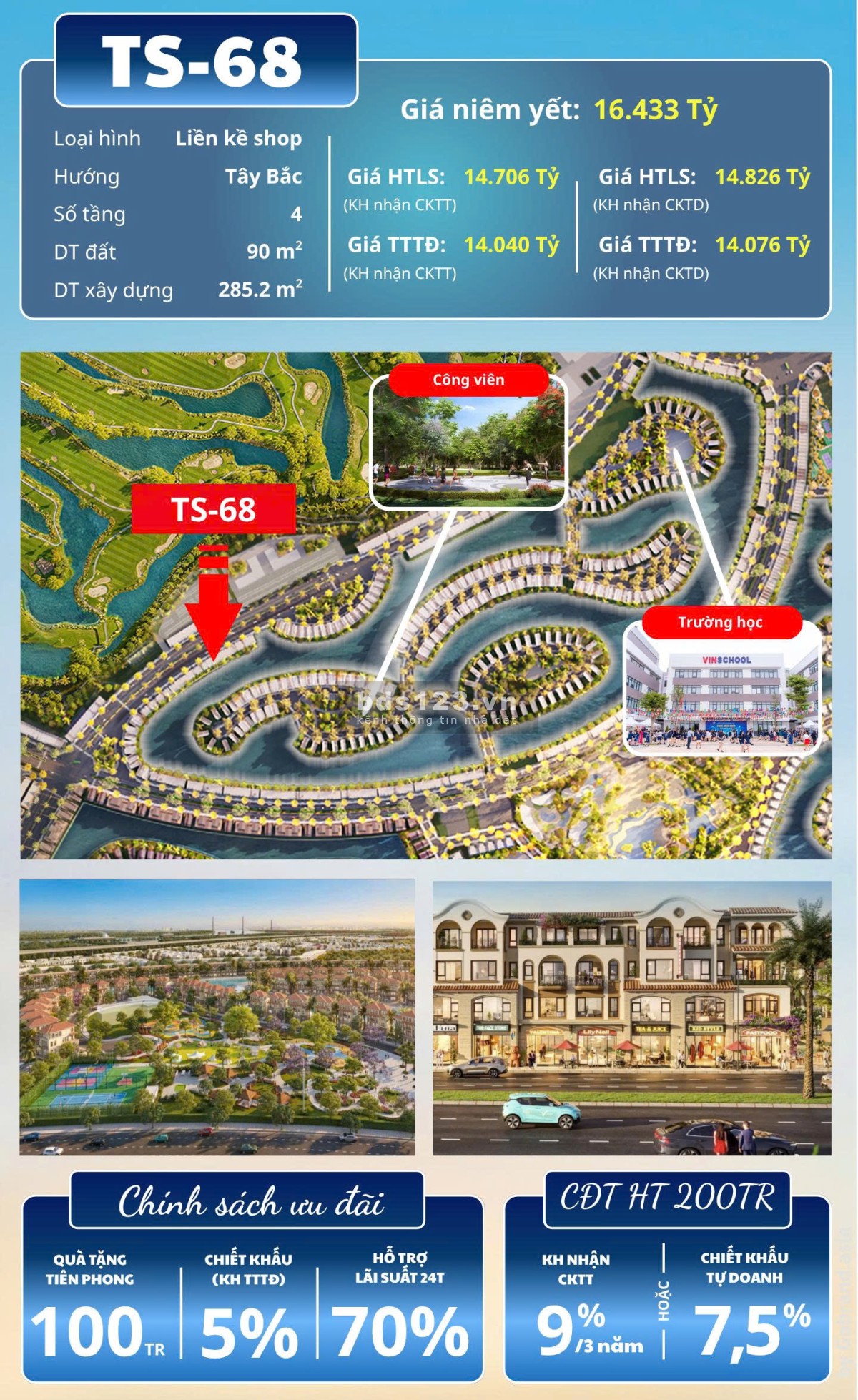 Biệt thự liền kề 4 tầng – Sau nhà là biển, đối diện sân golf, nằm trên trục đường 51m