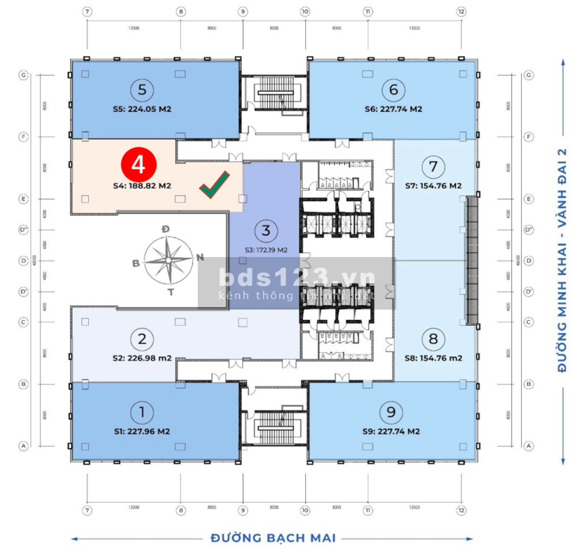 Cho thuê văn phòng hạng A tại Vinaconex Diamond Tower, 188.8 m2, 69tr/tháng, Hai Bà Trưng, Hà Nội