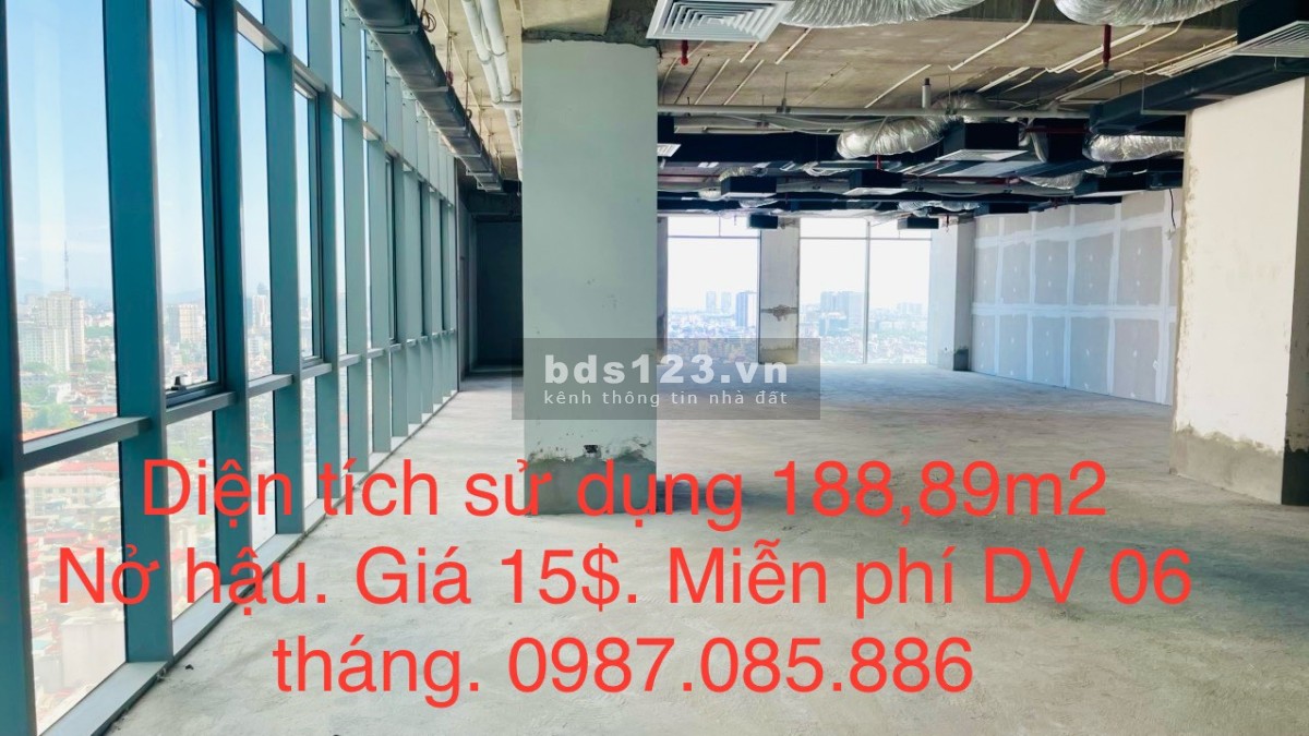Cho thuê văn phòng hạng A tại Vinaconex Diamond Tower, 188.8 m2, 69tr/tháng, Hai Bà Trưng, Hà Nội