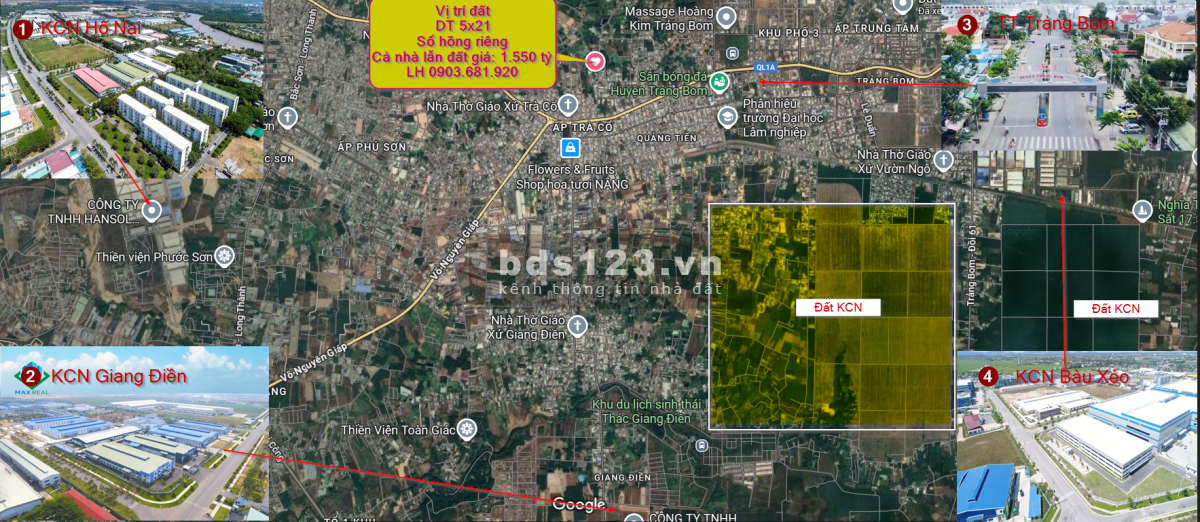 Bán gấp nhà đất tại xã Bình Minh- Trảng Bom, 5x21, Giá: 1,550…