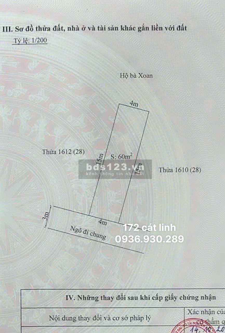 Cần bán lô đất tuyến đầu Cát Linh, Tràng Cát, Hải An