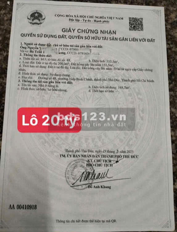Chính chủ bán gấp 2 lô đất VIP ngay trung tâm Thủ Đức