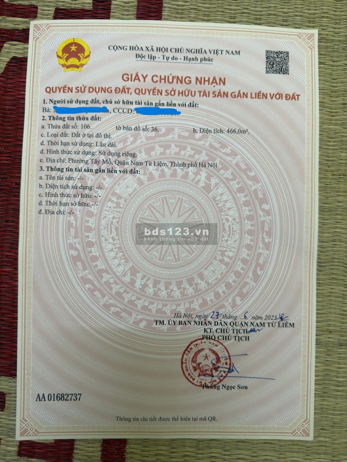 Cần bán đất ở TDP Phú Thứ, ngõ 27 đường Tây Mỗ, Hà Nội