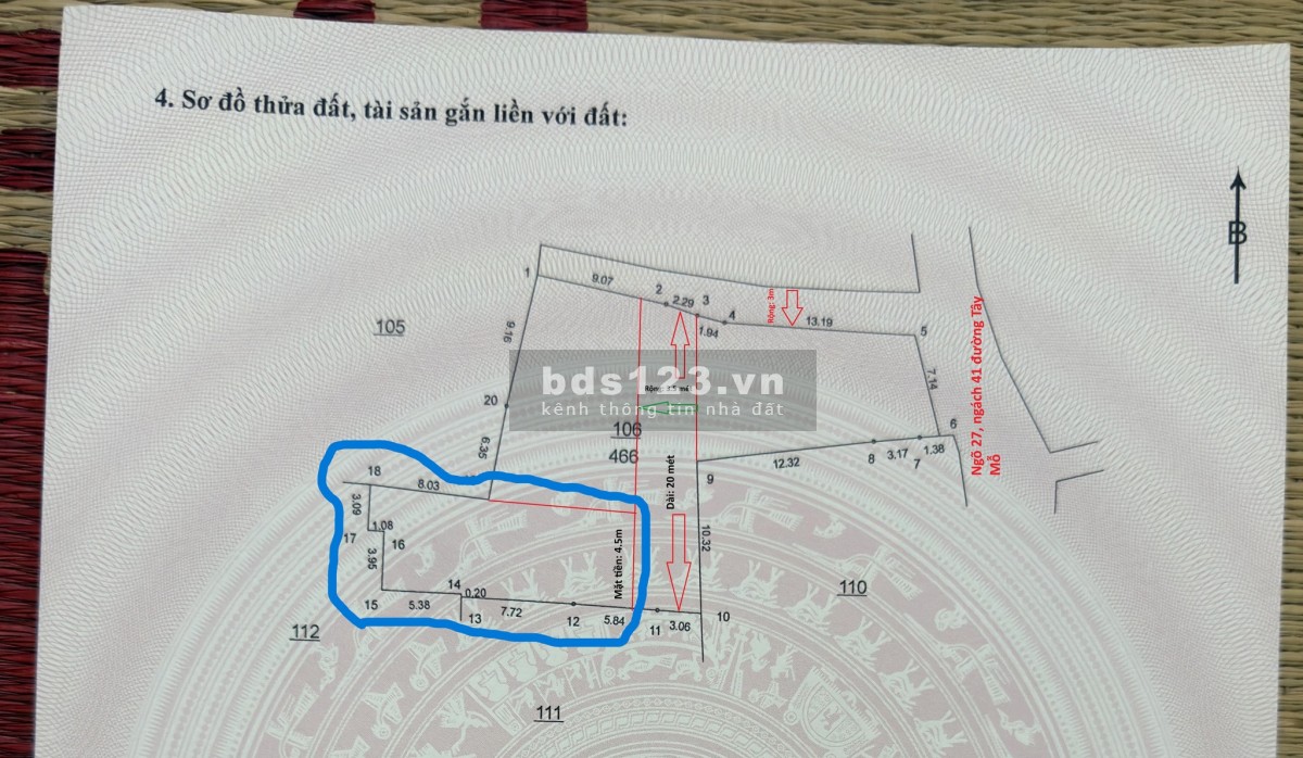 Cần bán đất ở TDP Phú Thứ, ngõ 27 đường Tây Mỗ, Hà Nội