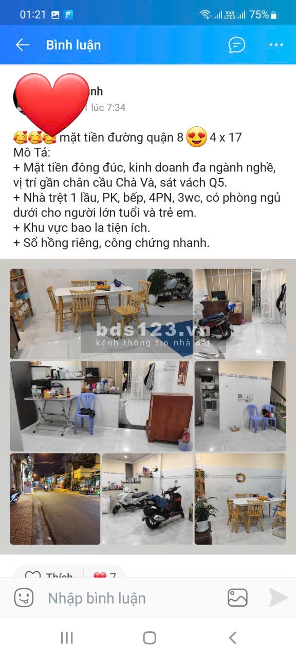 Chính chủ, cho thuê mặt tiền 97 Phong phú Q8 (kế Q5) 70m2 x 2T, 17tr