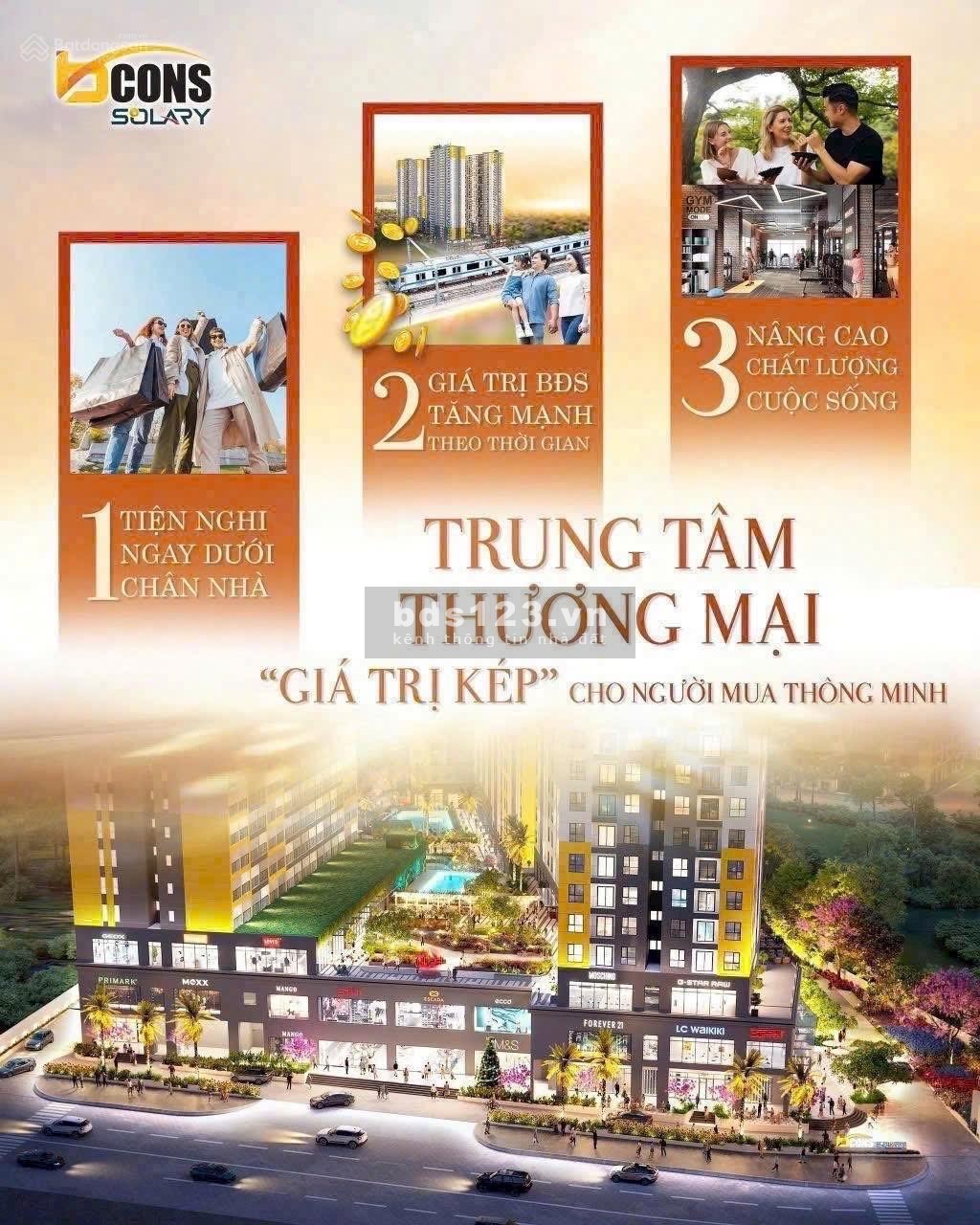 Bcons Solary, liền kề Metro, 3 tầng TTTM ngay dưới nhà căn 2PN, chỉ từ 1.8tỷ 53m2