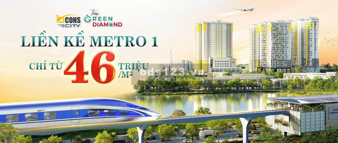 Bcons City - tháp Green Diamond 1PN - 2PN - 3PN ngay làng đại học - trúng xe MAZDA6 tặng Iphone 15