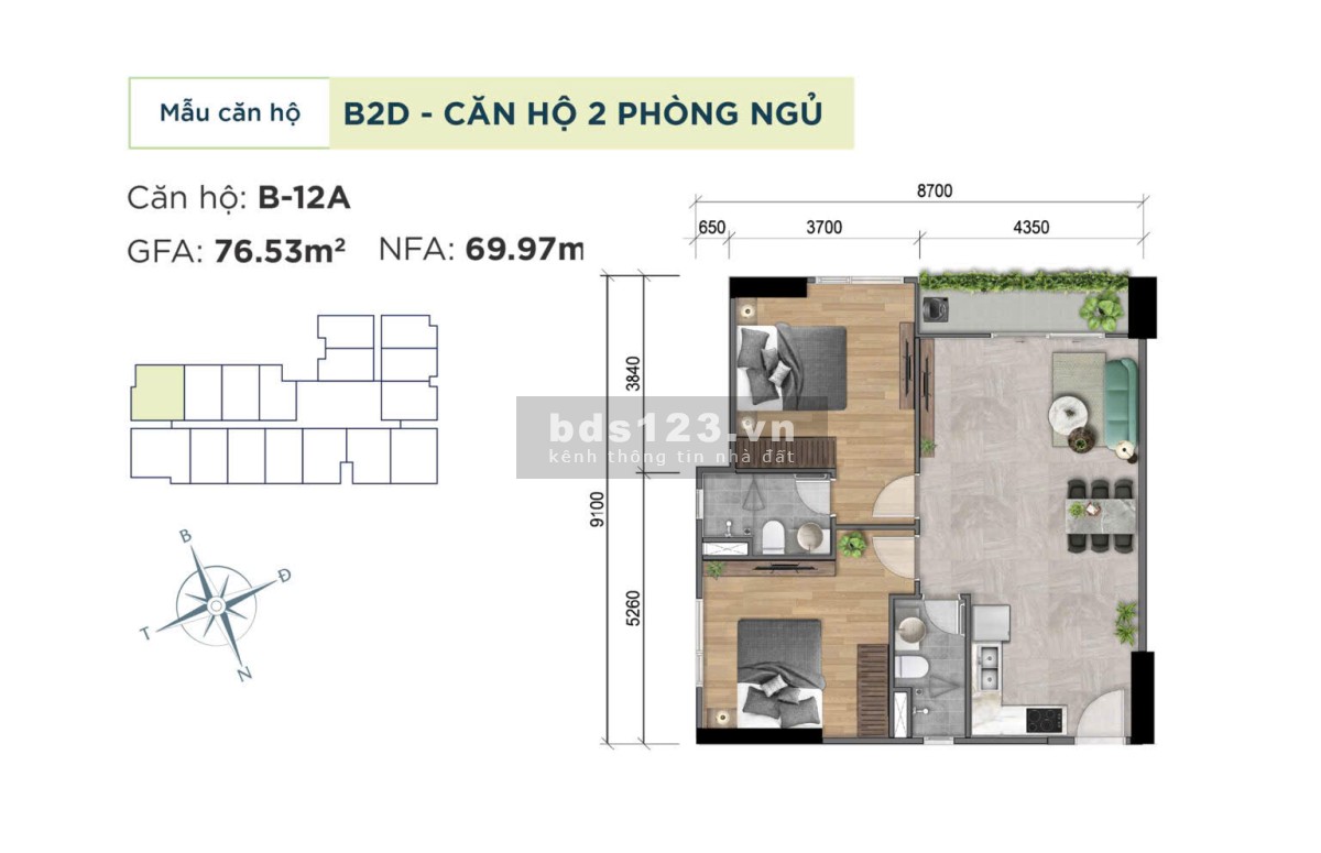 Căn hộ ven sông - Thanh toán 580tr nhận nhà - Khải Hoàn Prime