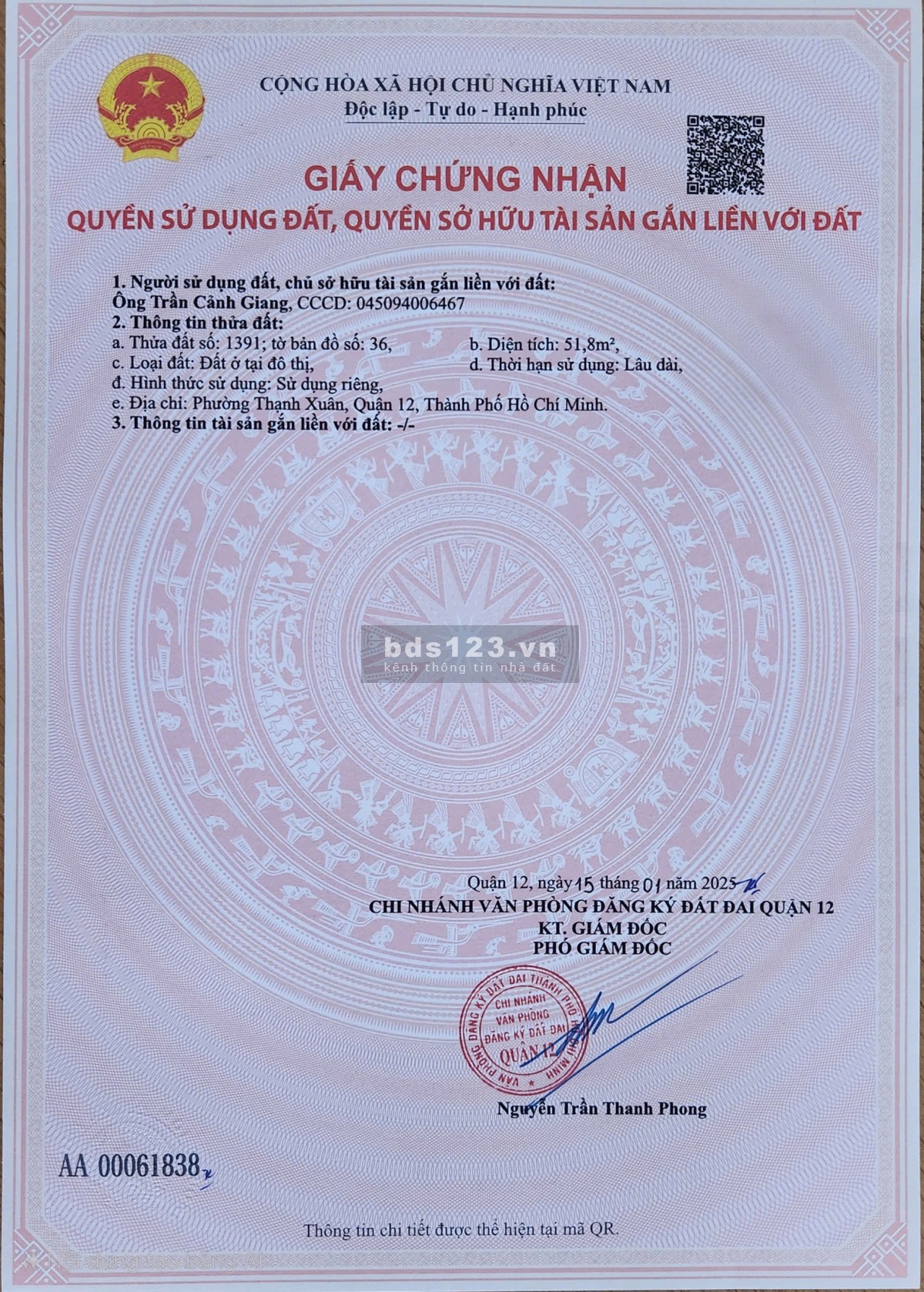 Đất 51,8m2 Hệ Số Xây Dựng 3.5 KDC Bàn Cờ Thạnh Xuân 25…