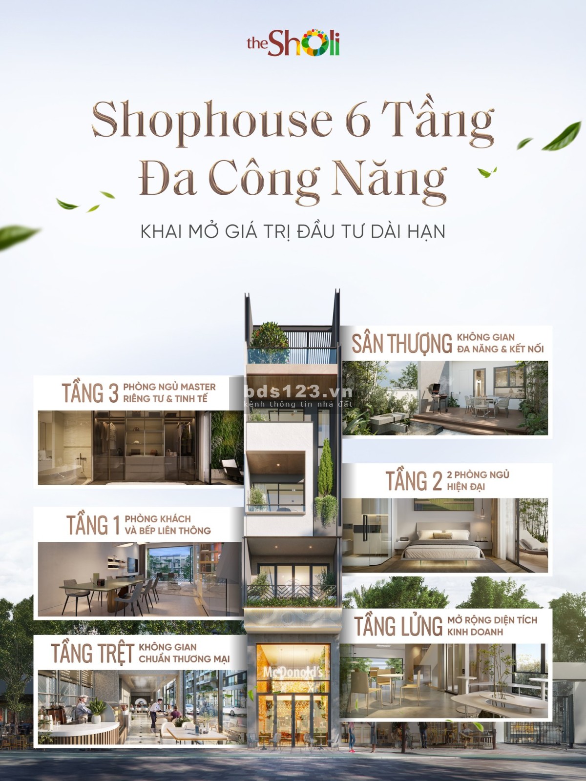 Shophouse The Sholi 13,5 tỷ/căn | Cam kết thuê 45tr/tháng + Tặng thang máy 300tr + 2 lượng vàng