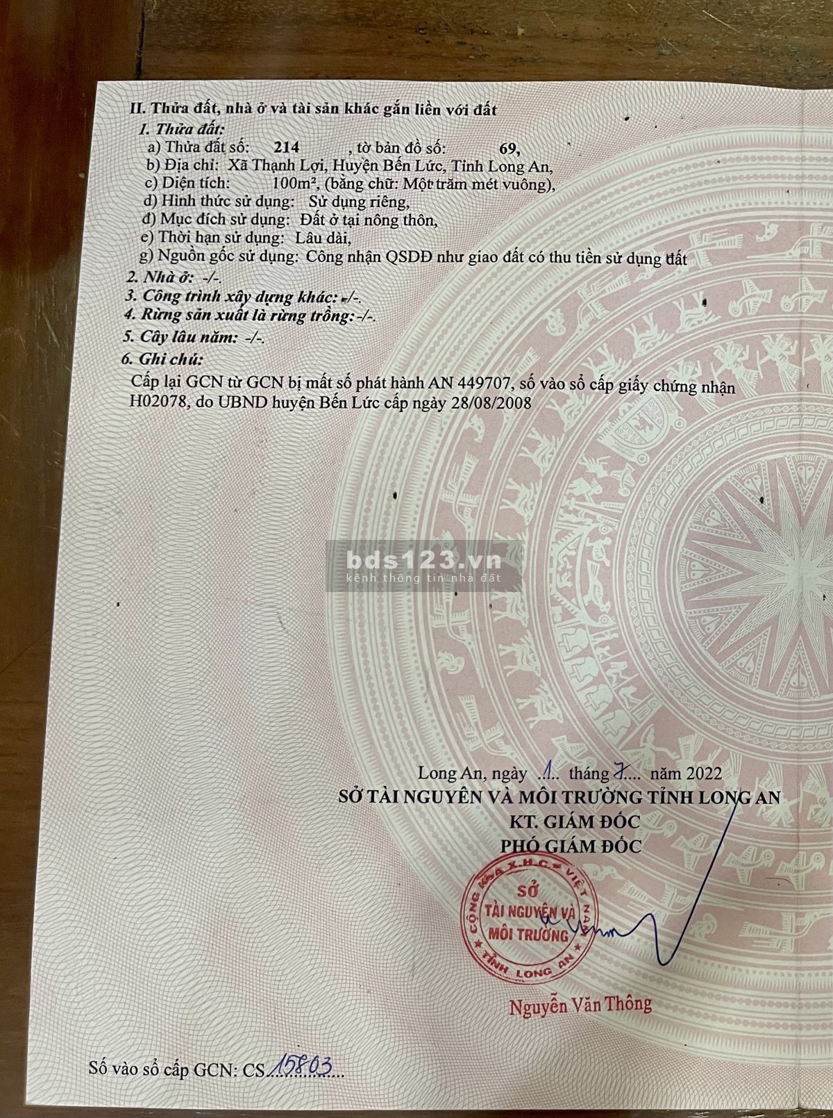 Bán đất 8100m2, 400m2 đất thổ cư đường Quốc lộ N2, Bến…