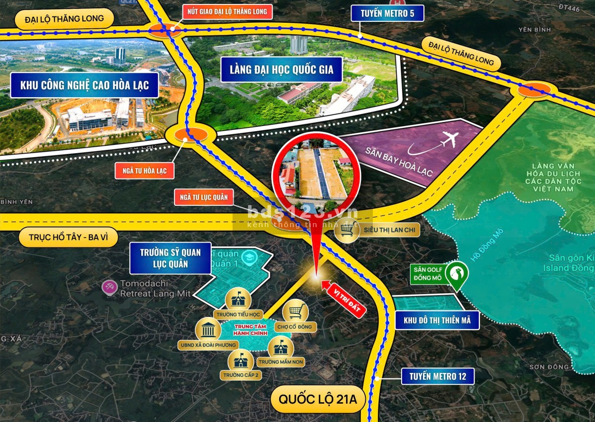 Chính chủ bán đất Hòa Lạc 100,1m² – mặt tiền 9,3m – đường 5m – giá chỉ 1,3 tỷ, sổ đỏ sẵn