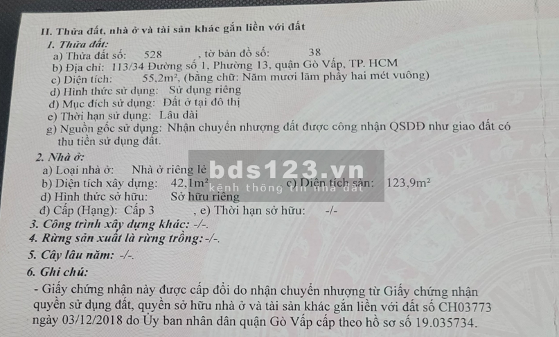 Chính chủ cần bán nhà đẹp – Đường Số 1, P13, Gò Vấp