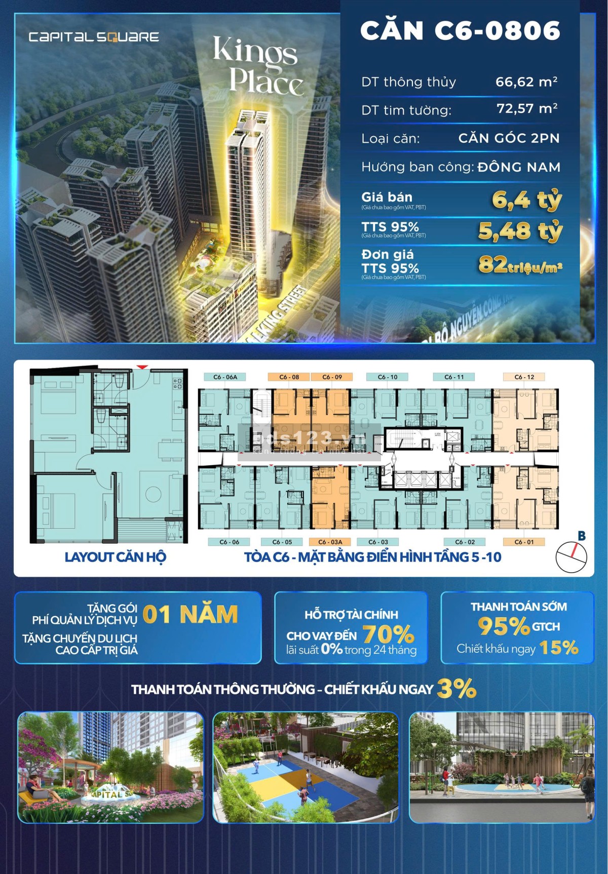 Bán căn góc 2PN view phố trung tâm sôi động Capital Square Đà Nẵng