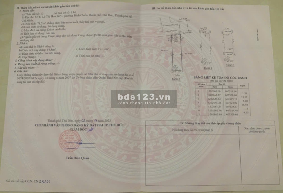 Bán nhà 2 lầu hẻm xe hơi lớn số 67/11 Lê Thị Hoa TP Thủ Đức