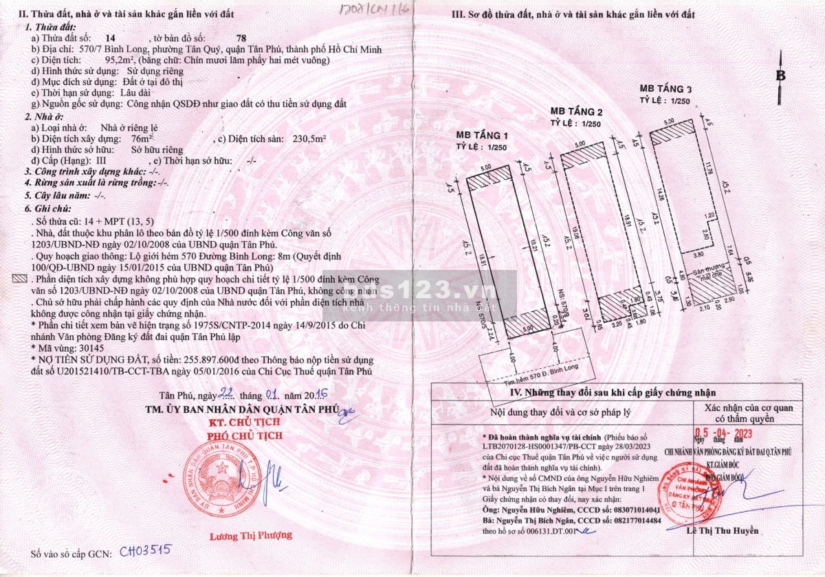 Cần bán nhà MT hẻm 8m Bình Long 95,2m giá 11,99 tỷ