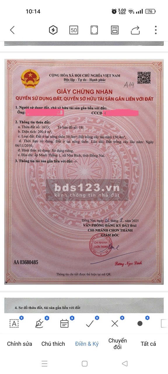 Chính chủ cần bán nhiều lô đất, tại trung tâm Chơn Thành Đồng Nai