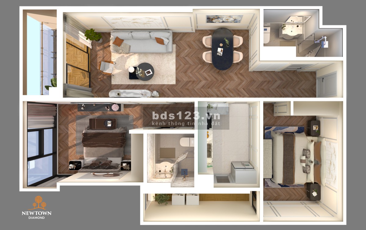 Duy nhất 1 suất ngoại giao đặc biệt Newtown Diamond giá 4,353 tỷ - căn 2PN view biển - có sổ hồng