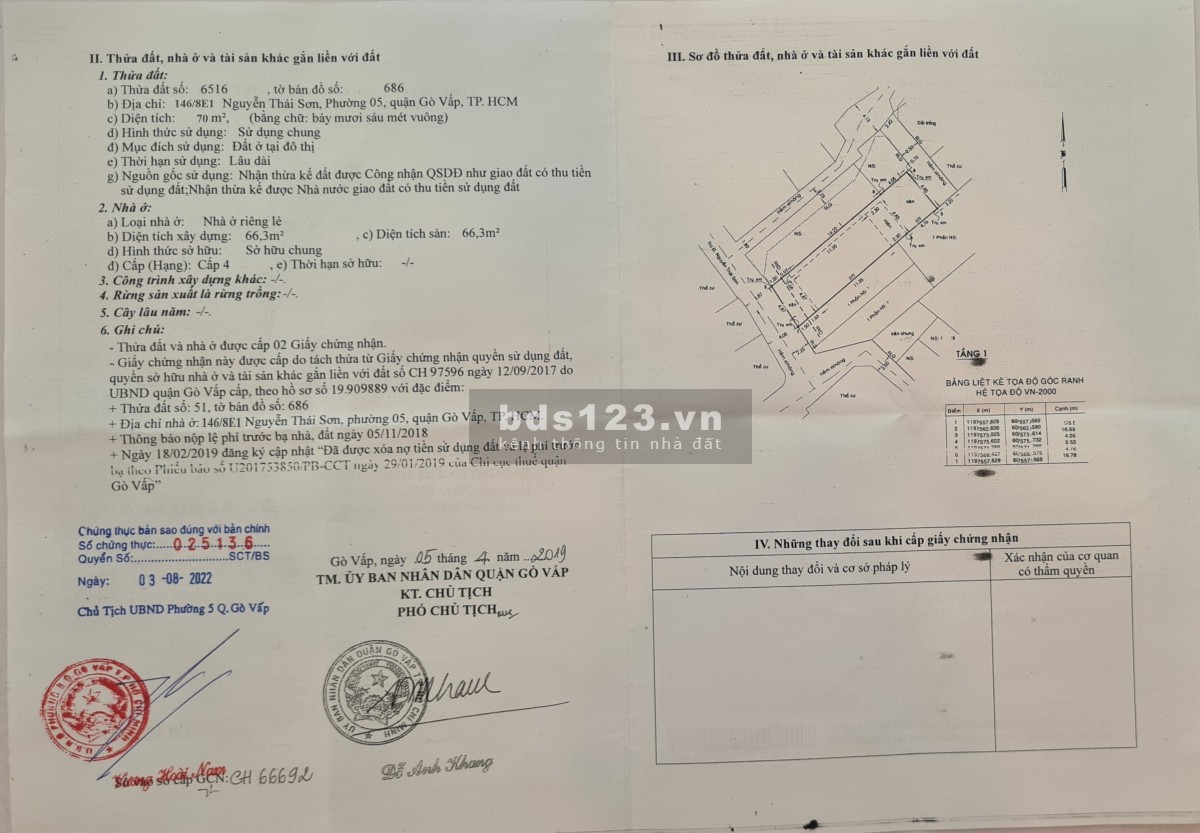 Bán Nhà 3 tầng lầu 146/8E1 Nguyễn Thái Sơn, 70m², bán 4.6 tỷ