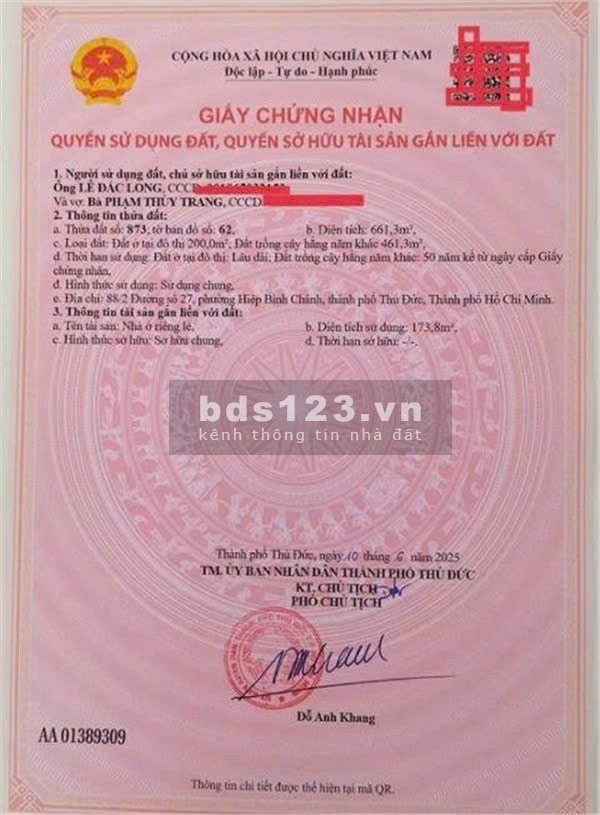 Bán nhà vườn 701m2 vuông vức siêu đẹp ở KDC Hiệp Bình…