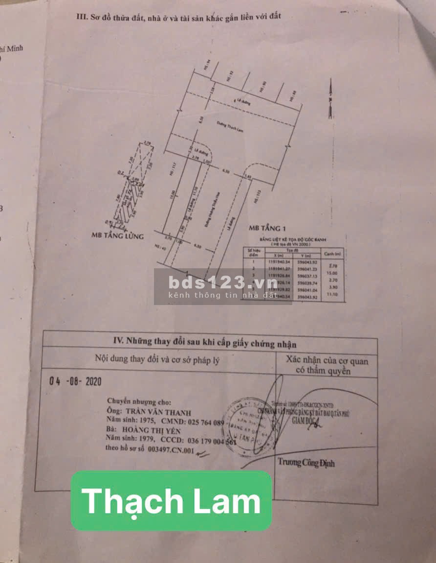 Bán nhà MT 109F Lạc Long Quân Q11 & 115 Thạch Lam Tân Phú (Chính…