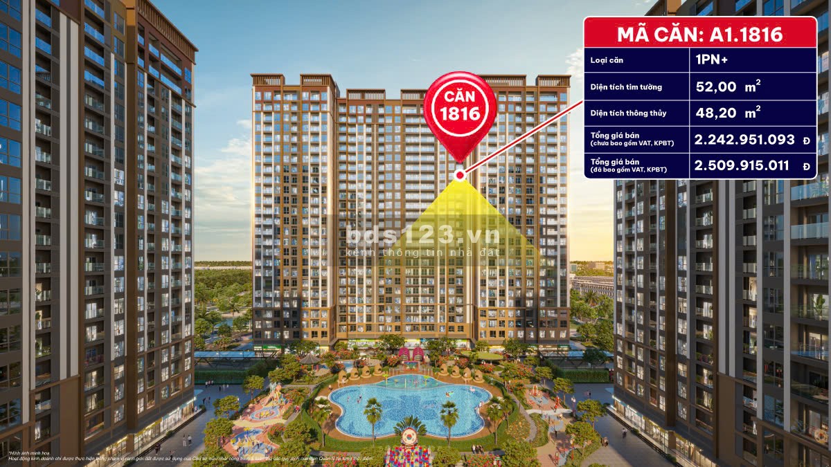 View nội khu bể bơi cực đẹp căn hộ 1PN+ tòa A1.1816 K- Park…