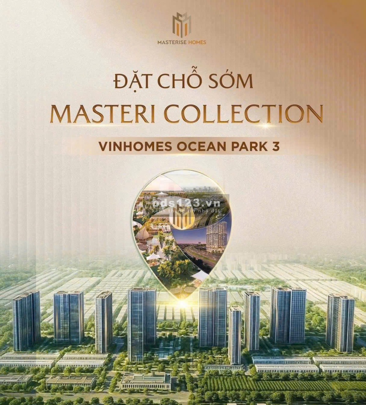 Nhận Booking 10 Tòa Chung Cư MASTERISE VIN 3, HTLS 70%, Giá Chỉ 6xTr/m2