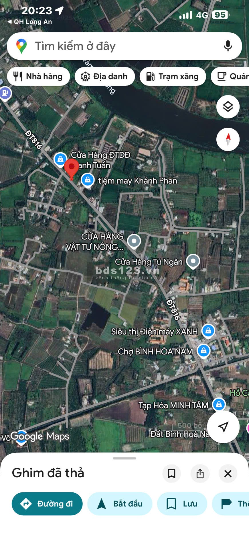 Bán đất, kho, xưởng 385m2 tại Xã Bình Hòa Nam, Đức Huệ, Long An, giá 1.5 tỷ đồng