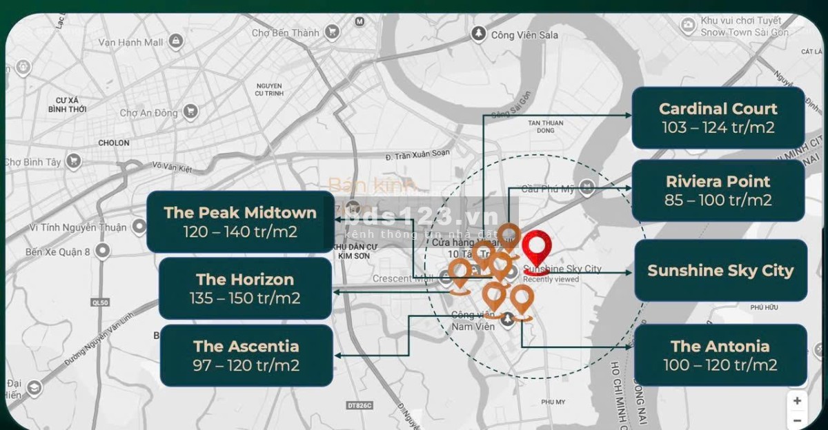 Bán căn hộ 3PN, 102m2, 7,5 tỷ tại Sunshine Sky City, Tân Phú, Q7,…