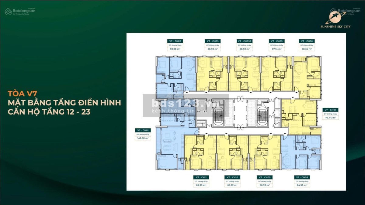 Bán căn hộ 3PN, 102m2, 7,5 tỷ tại Sunshine Sky City, Tân Phú, Q7,…