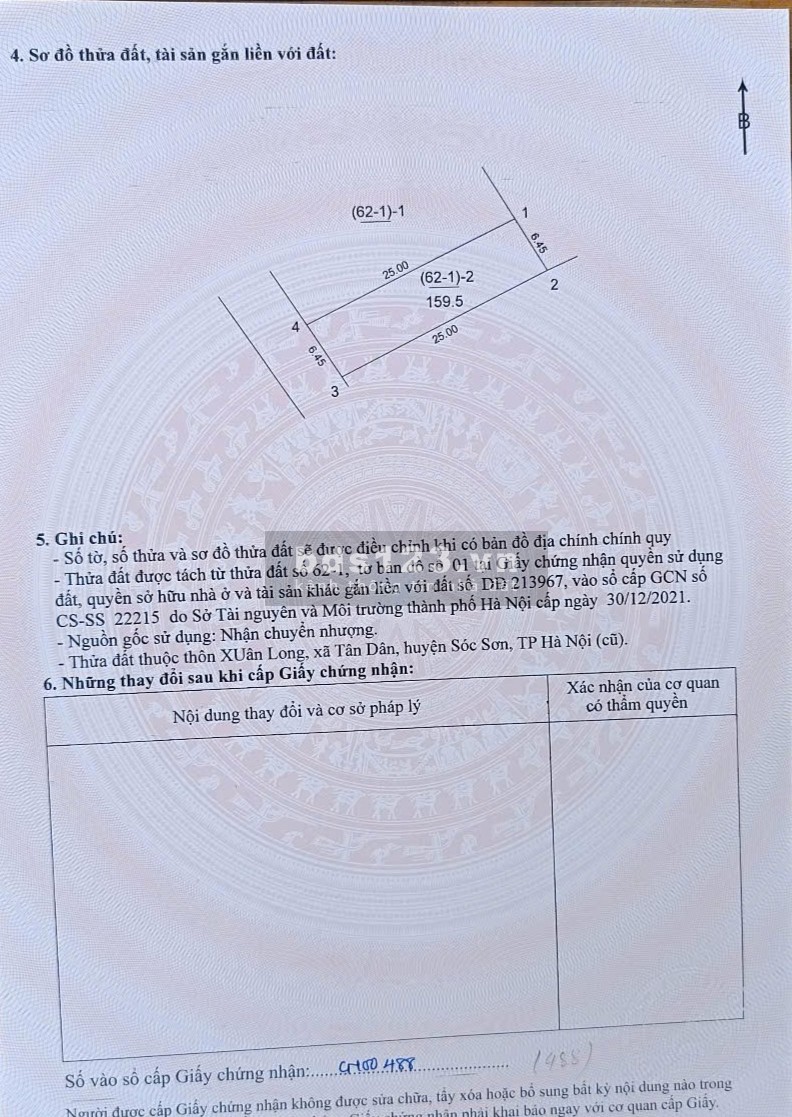 Bán gấp lô đất bìa làng Xuân Long, Tân Dân, Sóc Sơn