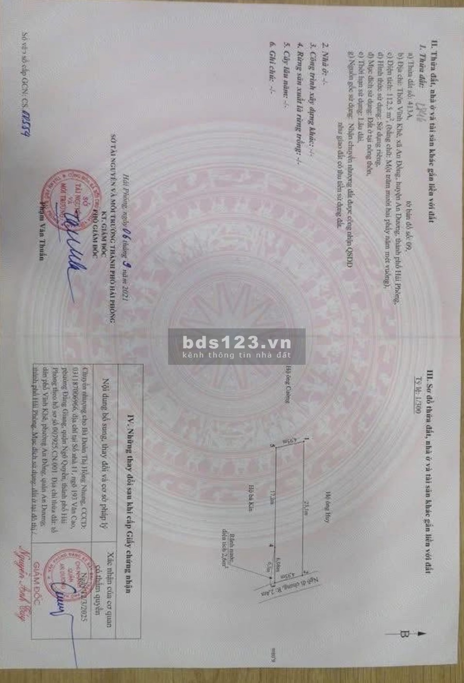 Bán đất 112,5 m2 Vĩnh Khê An Dương Hải Phòng